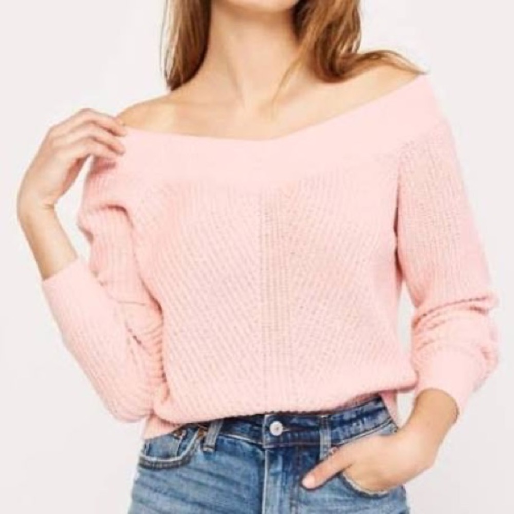 💕 Abercrombie & Fitch Pink Off-the-Shoulder Sweater